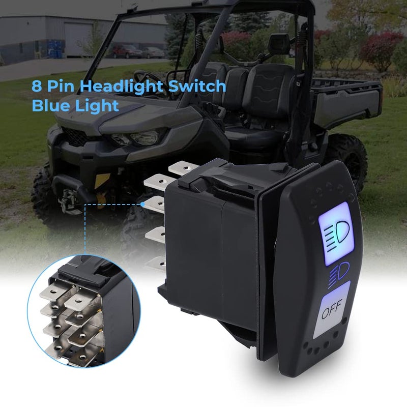 Foruly Headlight Switch for CAN-AM Maverick X3 Defender Maverick Trail and Sport 710004492, 8 Pin 20A Blue LED Light - Image 2
